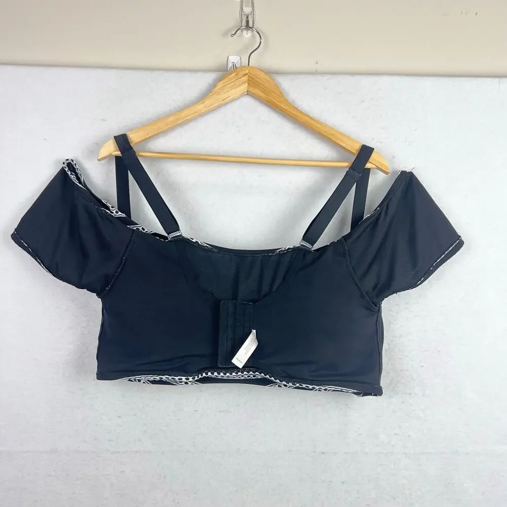 Cacique Swim Lane Bryant 44F Black & White Striped Bandeau Women's Swim Top - Picture 4 of 9